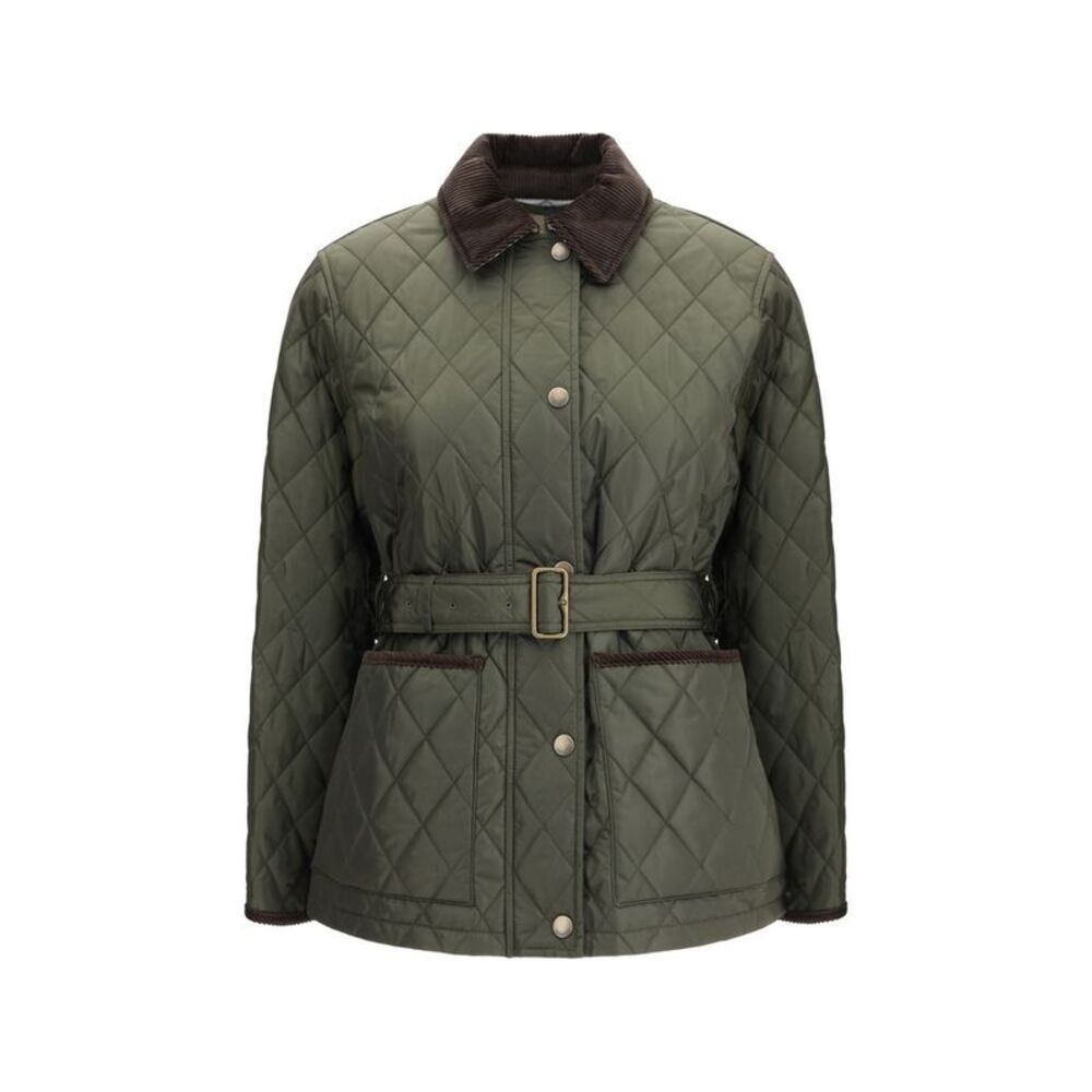 Burberry Quilted Corduroy Collar Jacket Women Green Jackets & Coats - Picture 1 of 3